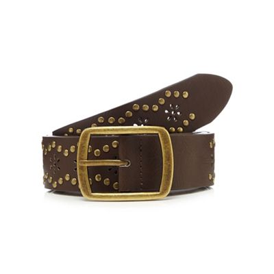 Chocolate brown stud and flower belt